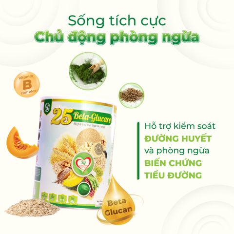Sữa Hạt Ngũ Cốc 25 Beta Glucare - Thực Phẩm Dinh Dưỡng Thuần Chay 750g Giúp Kiểm Soát Đường Huyết và Tăng Cường Sức Khỏe Tim Mạch